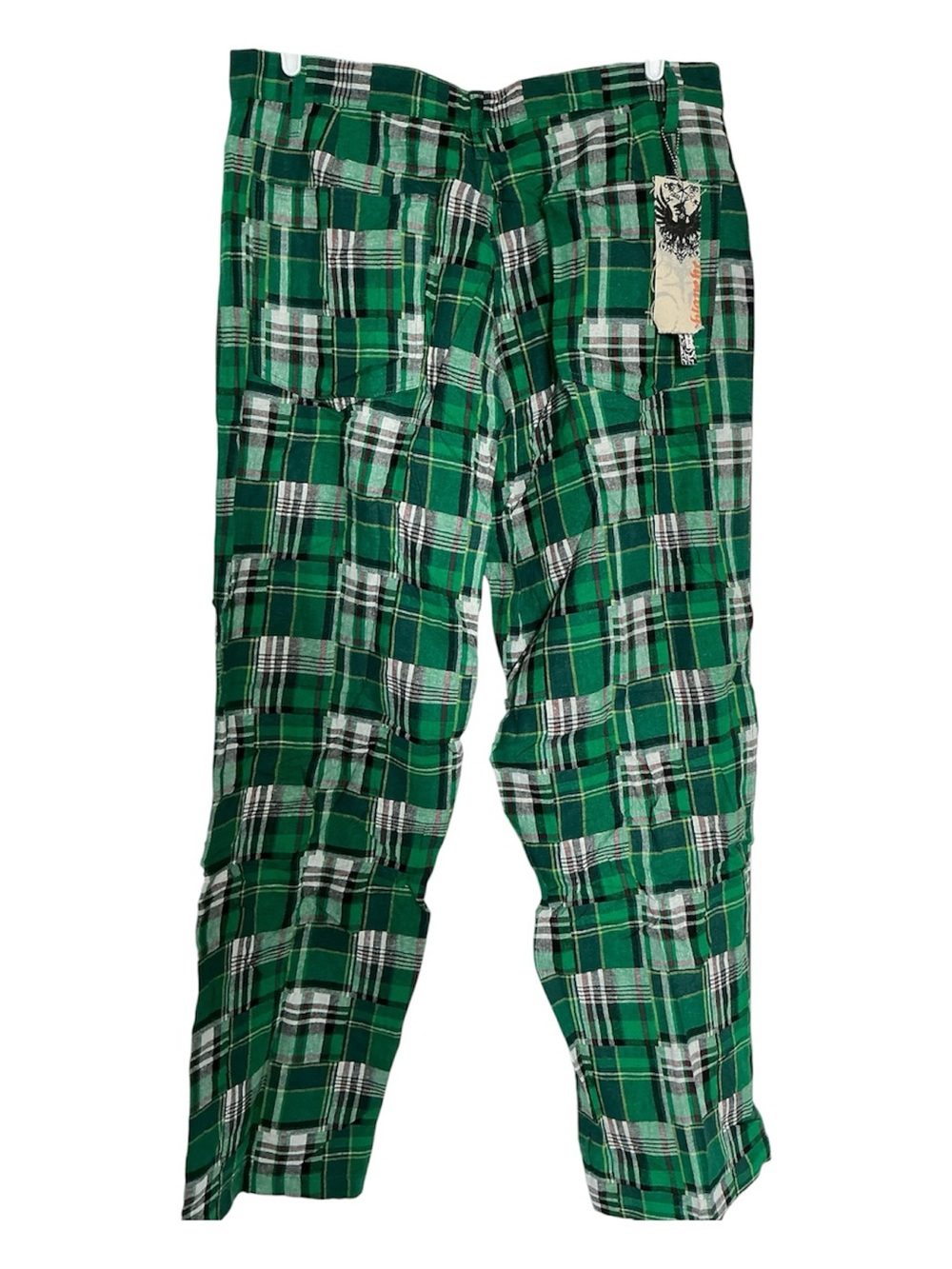 ABlanche Y2K Green Patchwork Plaid Pants Baggy Skater Grunge Mens Sz 441x34 NWT